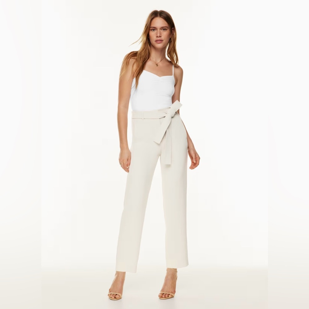 Aritzia Wilfred Tie Front Ivory Wool Blend Business Casual Office Pant 6
